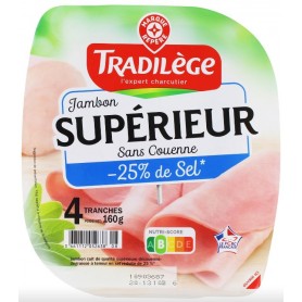 Jambon Supérieur Sans Couenne 4 tranches - TRADILEGE - 160g