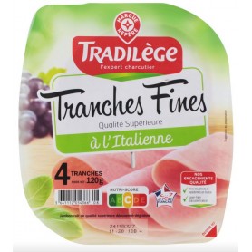 Jambon Tranches Fines à l'Italienne 4 tranches - TRADILEGE - 120g