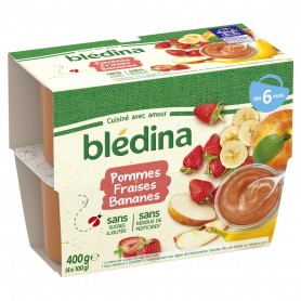 Coupelles de Fruits Pommes Fraises Bananes dès 6 mois - BLEDINA - 4x100g (400g)