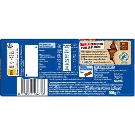 CRUNCH Lait Tablette 100g