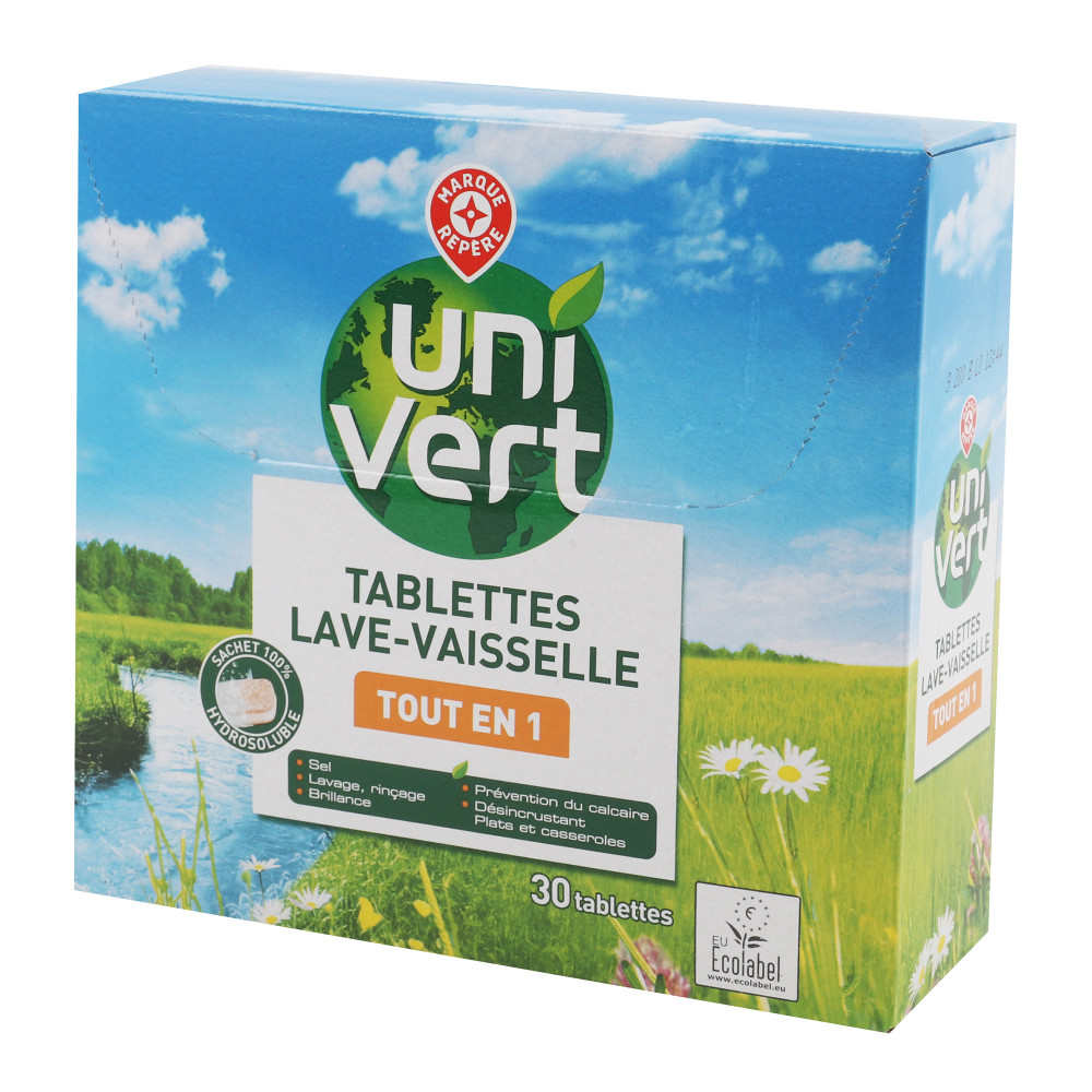 Tablettes vaisselle Uni vert Tout en 1 x30 - 480g - Drive Z'eclerc