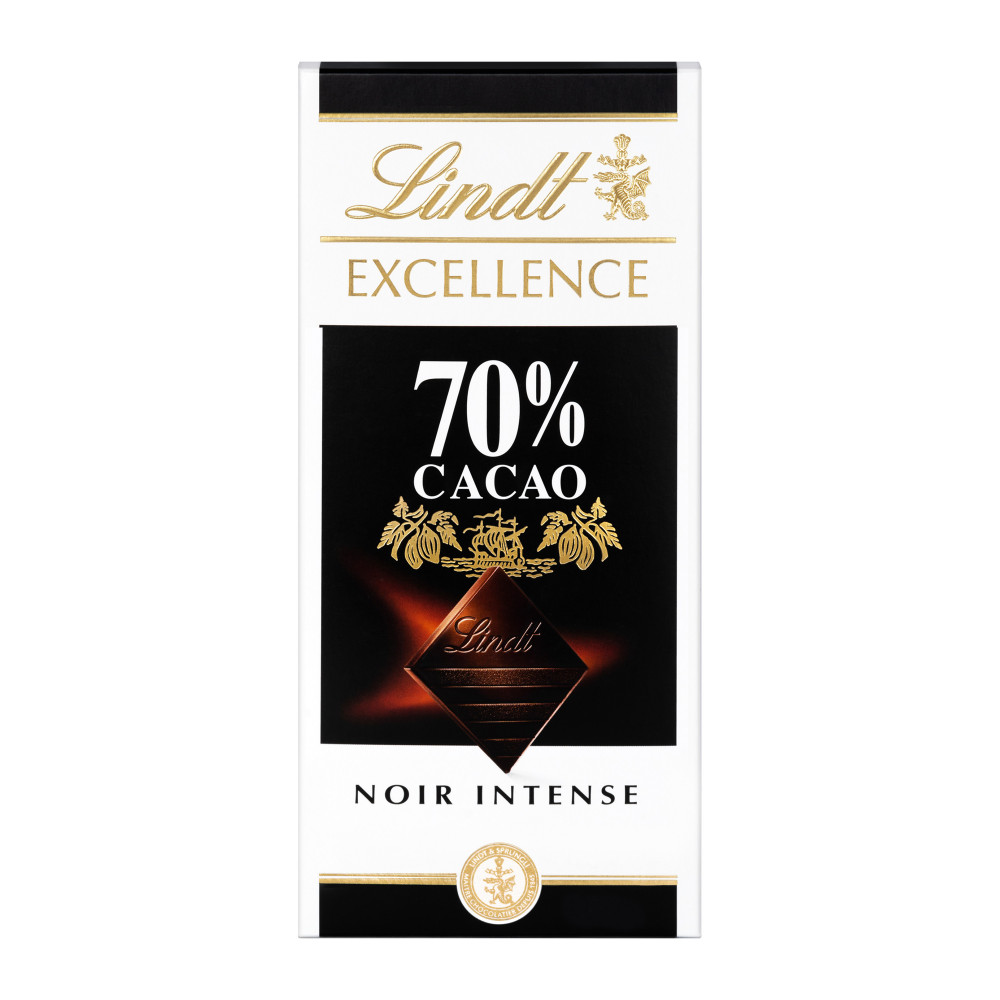 Tablette de Chocolat Noir 70 % de cacao Intense Excellence Lindt 100 g -  Drive Z'eclerc