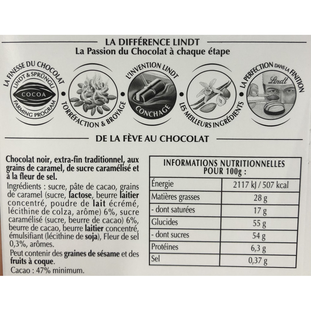 Tablette de Chocolat Excellence Noir Caramel à la pointe de Fleur