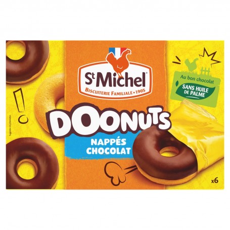 ST MICHEL - GÂTEAUX DOONUTS NAPPÉS CHOCOLAT X6 SACHETS - LE PAQUET DE 180G