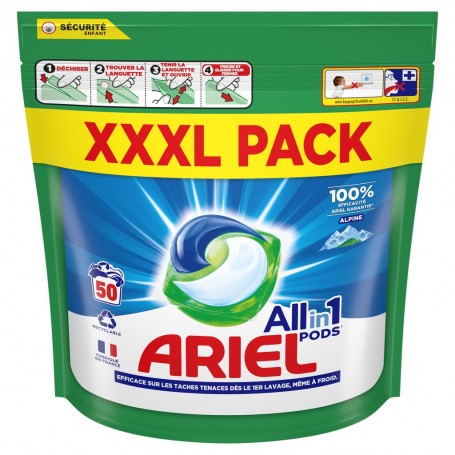 Ariel All-in-1 Pods Alpine Lessive Liquide En Capsules Alpine 50 Lavages