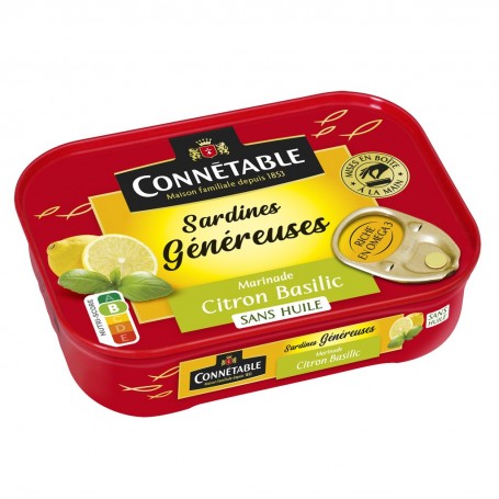 1/5 Sardines marinade citron basilic sans huile 140g Connétable