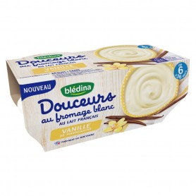 BLEDINA DOUCEURS AU FROMAGE BLANC Vanille de Madagascar 4x100g de 6 à 36 mois