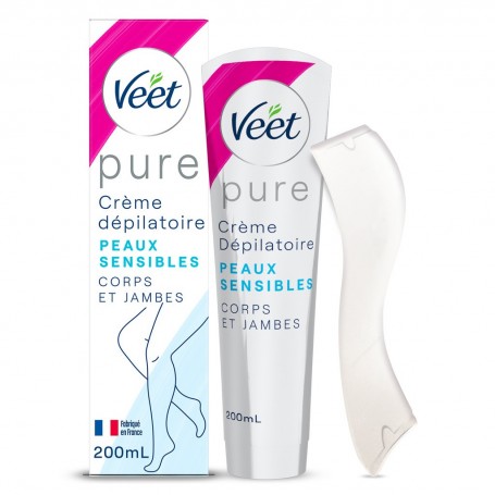 VEET PURE - Crème Dépilatoire Corps  Jambes - Peaux Sensibles - Sans Odeur d'Amoniaque - 200ml