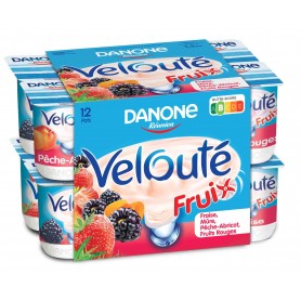 Velouté fruix fraise, mûre, pêche-abricot, fruits rouges x12 - DANONE - 1,5kg