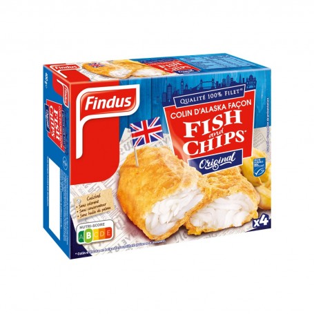 Colin d'Alaska MSC façon Fish  Chips* Original X4 - 400g *Colin d'Alaska en beignet croustillant (frites non incluses)