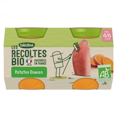 BLEDINA LES RECOLTES BIO Patates Douces 2x130g Dès 4/6 Mois