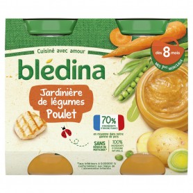BLEDINA POTS SALES Jardinière de légumes Poulet 2x200g Dès 8 mois