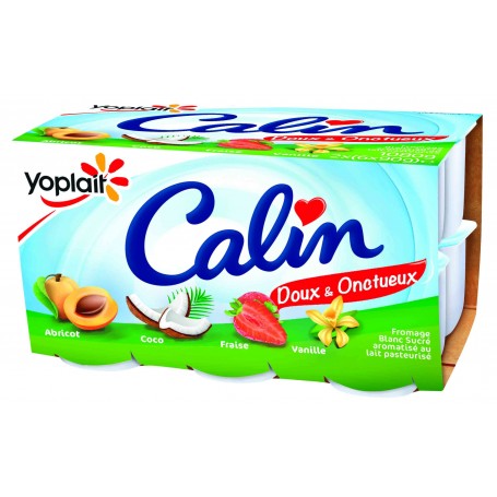 Fromage blanc aromatisé abricot, coco, fraise, vanille x12 - CALIN - 1,08kg