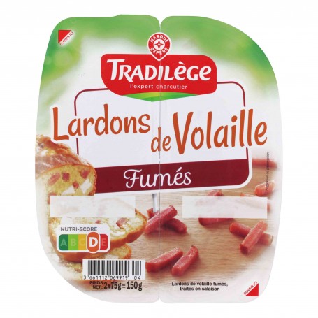 LARDONS VOLAILLE FUMES 2X75G